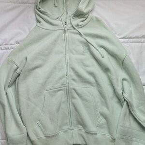 mint hooded zip-up jacket